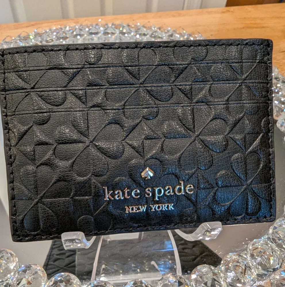 Kate Spade Hollie Spade Clover Geo Embossed Slim Card Holder NWOT